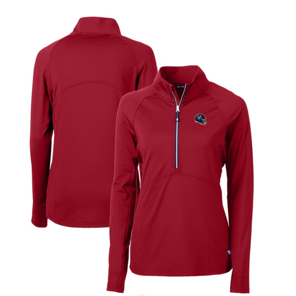 Cutter & Buck Adapt Eco Knit Stretch Recycled Women Half Zip Houston Texans Sz M